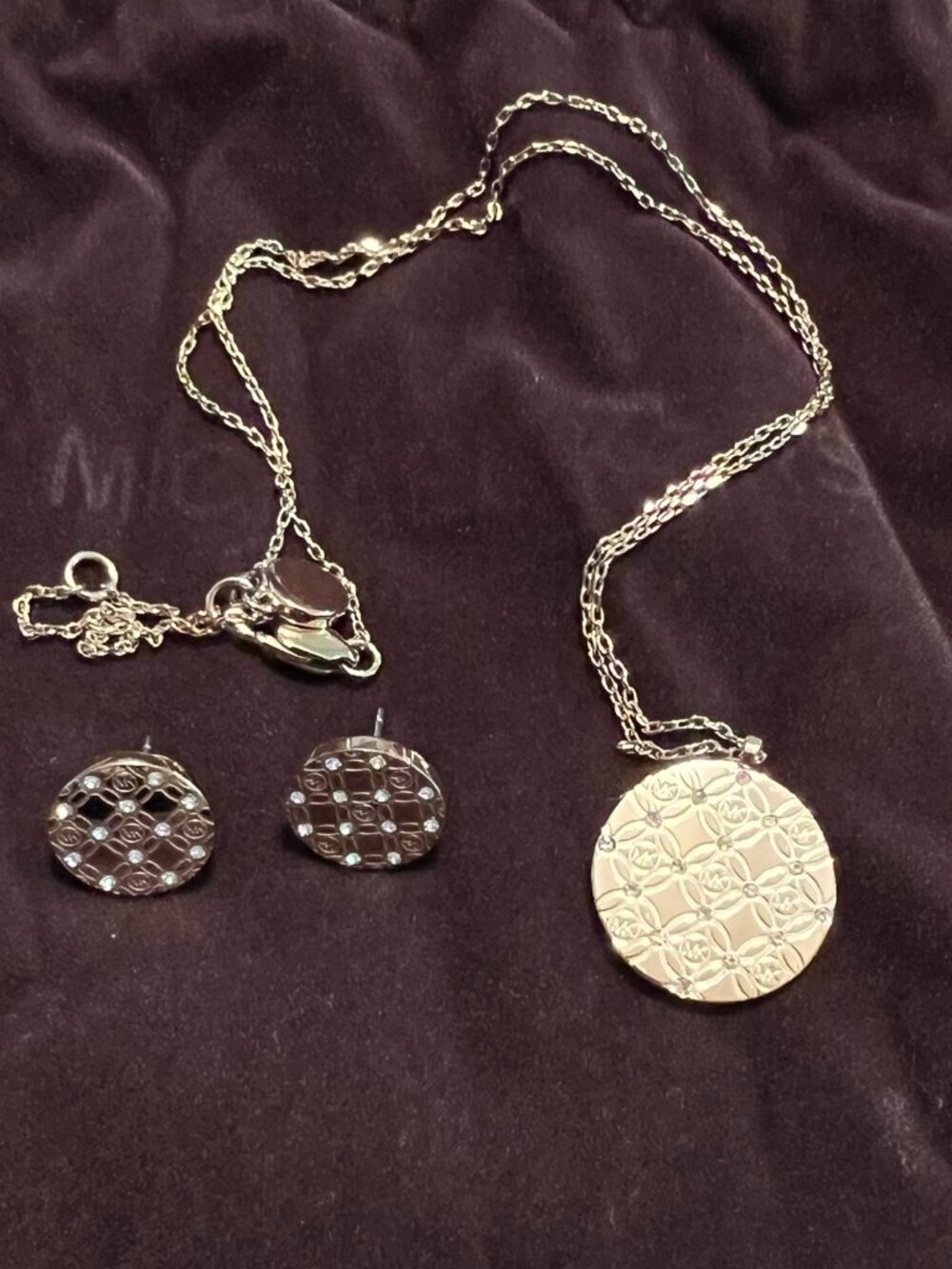 Michael Kors Gold Signature Necklace and Earrings Set